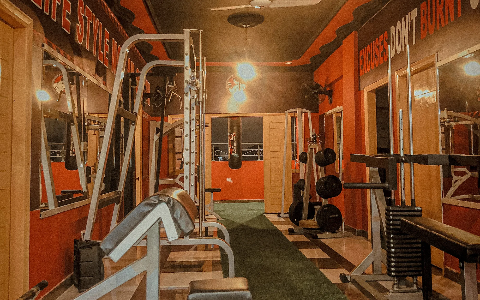 The Optimum Fitness training floor, lights on